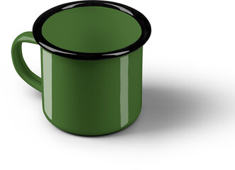 Mockup green mug with black rim, png