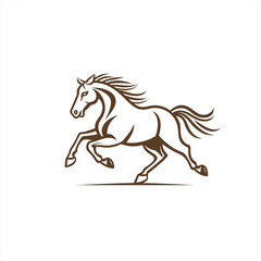 Fototapeta premium Running Horse Line Art Brown Stallion Galloping
