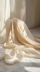Elegant Beige Fabric Drape in Soft Light