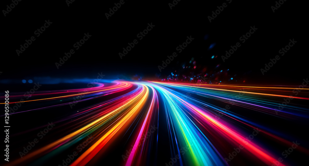 Aufkleber vibrant light streaks paint a dynamic path across the stark black, evoking speed and energy. colorfu