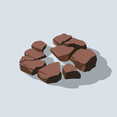 A Flat-Style Broken stone chunk on a Plain White Background