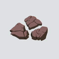 A Flat-Style Broken stone chunk on a Plain White Background