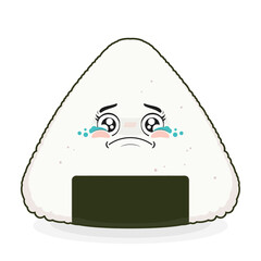 Onigiri crying face cartoon cute