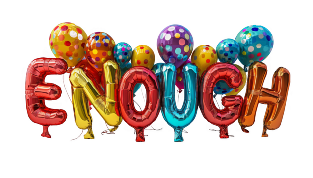 Enough: Colorful Balloon Letters Celebration