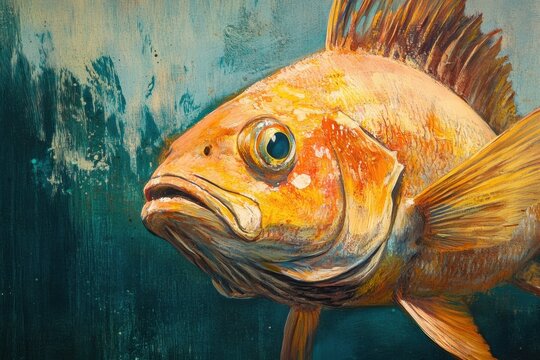 Close up of boarfish floating in deep blue water highlighting its vibrant colors, Close up of Boarfish, Boar fish floating underwater
