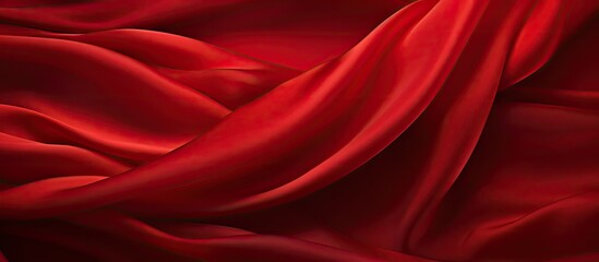 Obraz premium Smooth red silk fabric texture with flowing waves and deep shadows creating a rich, elegant background perfect for luxury themes.