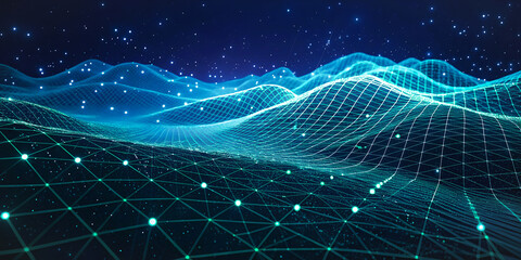 Obraz premium Abstract digital particles wave background generated by AI.