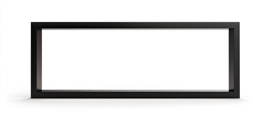 Obraz premium Empty rectangular black billboard frame positioned centrally against a clean white background ideal for advertising or promotional use in various projects
