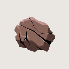 A Flat-Style Rough cracked rock on a Plain White Background