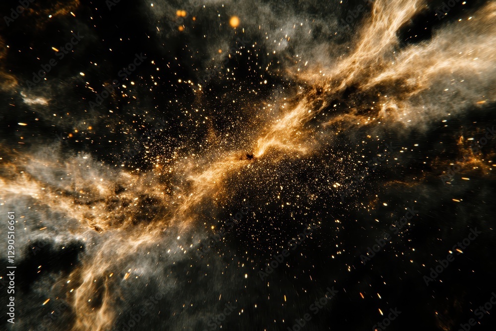Poster sparkling embers illuminate the dark night in a mesmerizing display of firelight, close up of sparks