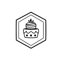 Simplified cake design in a hexagonal frame, showcasing birthday celebrations.