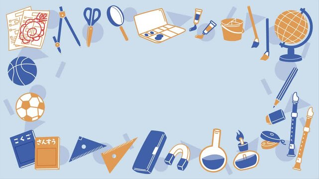 学用品イラストループ横ビデオ