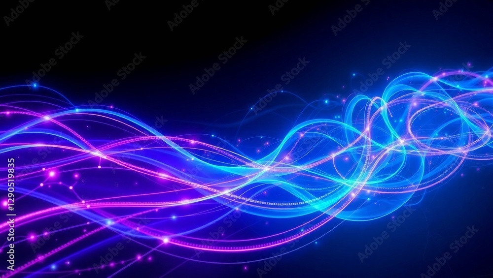 Poster abstract dynamic and vibrant light trails, radiating a mesmerizing display of color, energy and move