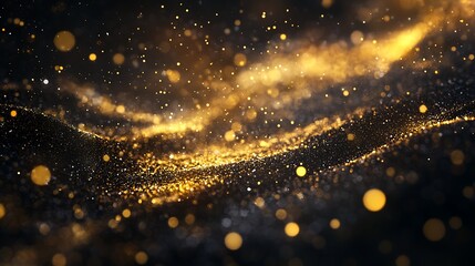 Golden Dust Abstract Background: A Celestial Dance of Light and Dark