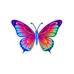 Butterfly holographic 3D icon. neon symbol vector illustration isolated on white background. Generative AI