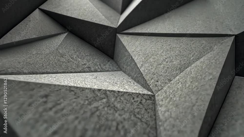 Poster geometric abstract surface animation with dynamic lowpolygonal metallic textures