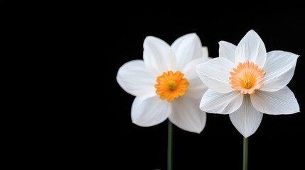 Obraz premium White daffodils against black background, spring bloom