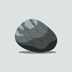 A Flat-Style Large river stone on a Plain White Background