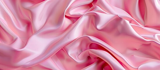 Obraz premium Lush pink satin fabric draping elegantly with soft folds casting gentle shadows, ideal for backgrounds and creative design projects.