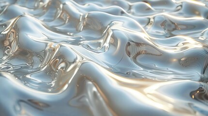 Obraz premium Abstract Liquid Metal Surface Texture Wavy Reflective Silver Shiny Background