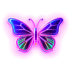 Butterfly holographic 3D icon. neon symbol vector illustration isolated on white background. Generative AI