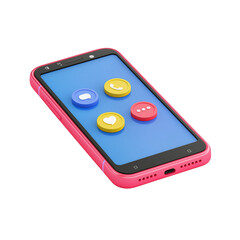 Pink Smartphone Displaying Social Media Icons Communication Messaging and Love, Transparent Background, Ai Generative Images