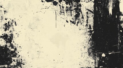 Abstract black and white grunge texture with splatter and brush strokes