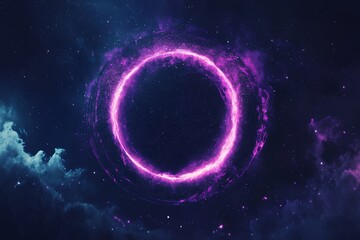 Obraz premium Mystical purple energy ring in a cosmic stellar background
