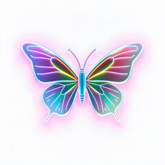 Butterfly holographic 3D icon. neon symbol vector illustration isolated on white background. Generative AI