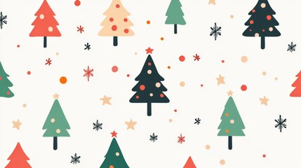 Colorful christmas tree pattern with stars and snowflakes