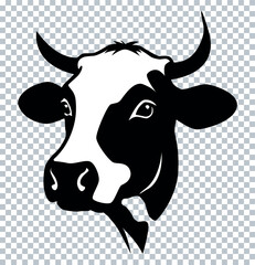 Cow face logo, cow head, icon, logo, Vector illustration, The best of Cow Silhouette icon, cow head logo vector, black and white logo.