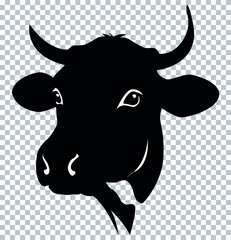 Cow face logo, cow head, icon, logo, Vector illustration, The best of Cow Silhouette icon, cow head logo vector, black and white logo.