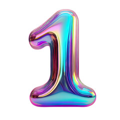 Holographic Number One: Iridescent Digit 1