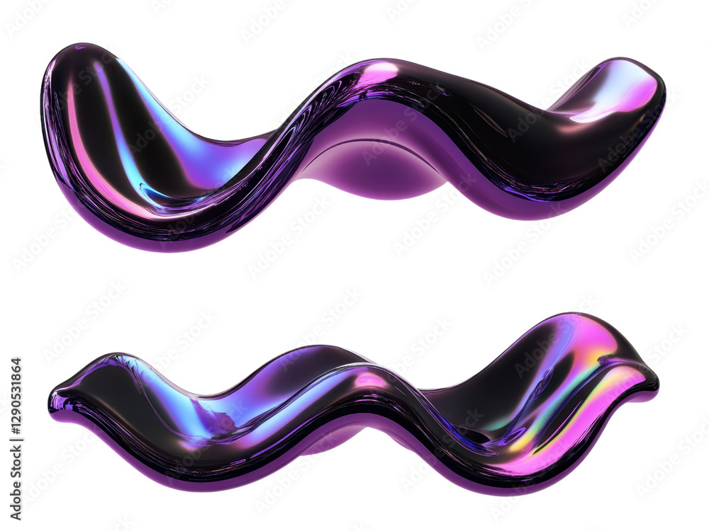 Poster abstract iridescent liquid forms: a study in fluid dynamics and 3d digital art