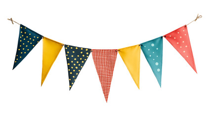 Multicolored Triangle Flags Hanging on a Rope With Transparent Background, PNG