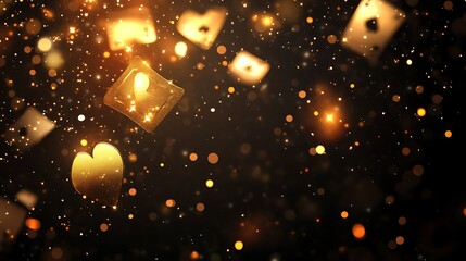 Golden Casino Cards Falling Background