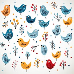 Obraz premium Elegant Bird Silhouettes in Risograph Print with Modern Design