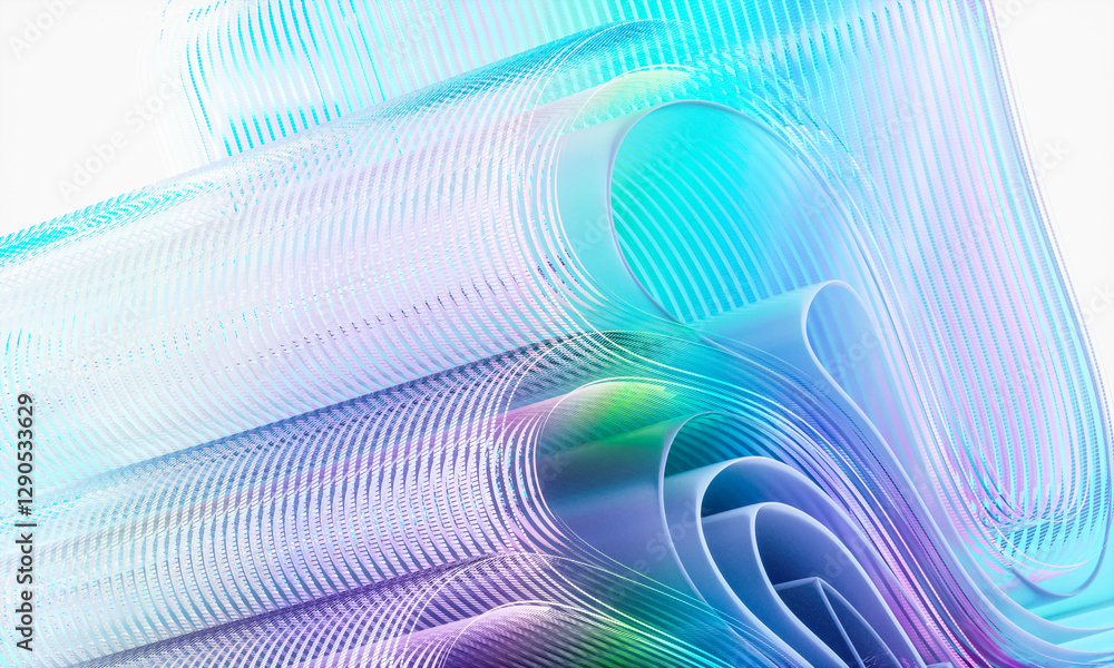 Poster 3d rendering of abstract digital layered crystal glass background. digital technology concept.