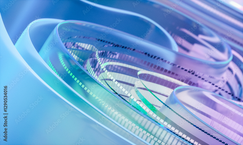 Aufkleber 3d rendering of abstract digital layered crystal glass background. digital technology concept.