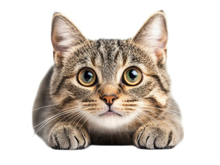 Obraz premium Adorable Tabby Cat Peeking Playfully Curious Feline Portrait