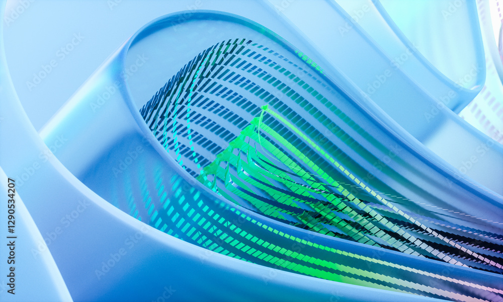 Poster 3d rendering of abstract digital layered crystal glass background. digital technology concept.