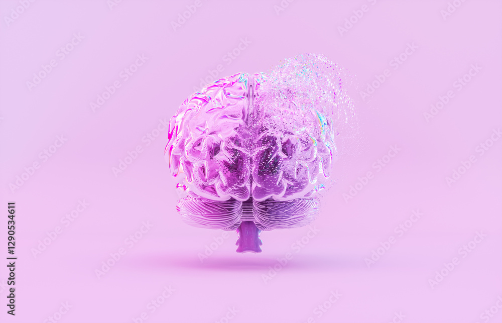 Poster 3d rendering of abstract creativity brain. digital technology concept.