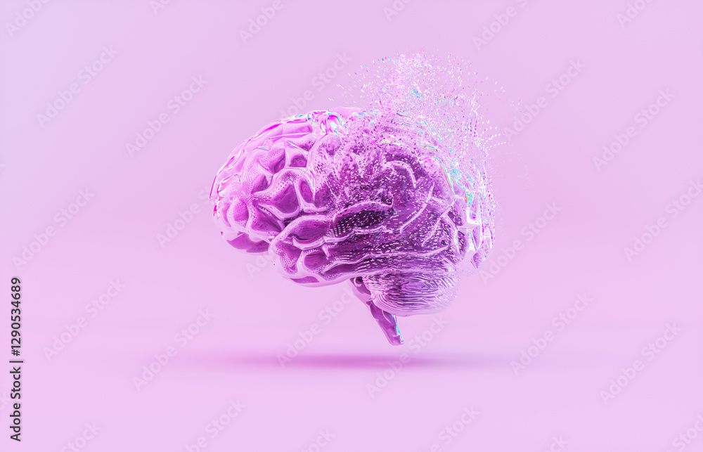 Poster 3d rendering of abstract creativity brain. digital technology concept.