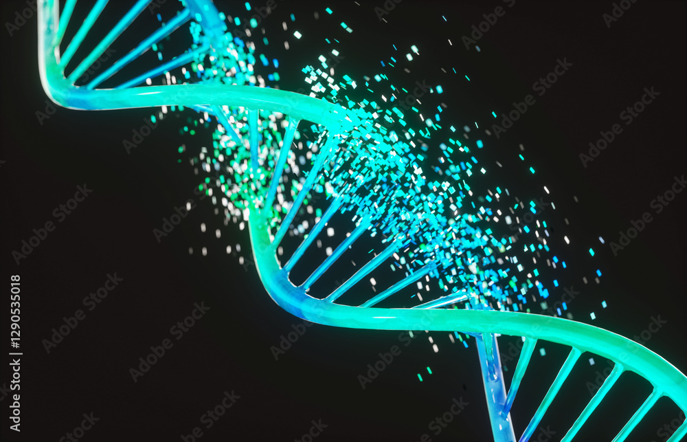 Poster Abstract 3d dna on isolated background. digital technology. bio tech. 3d rendering