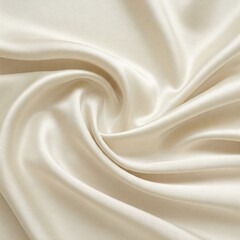 Fototapeta premium Luxurious smooth cream-colored satin fabric with soft folds and elegant draping. Perfect for backgrounds, textures, fashion, and interior design inspirations.