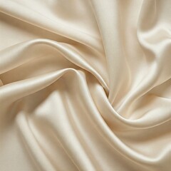 Obraz premium Luxurious smooth cream-colored satin fabric with soft folds and elegant draping. Perfect for backgrounds, textures, fashion, and interior design inspirations.