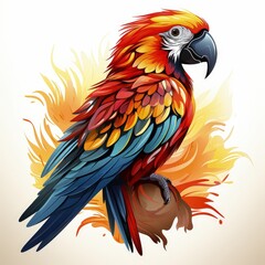 Fototapeta premium Minimalistic Tropical Bird in a Flat Style with a Red Hue