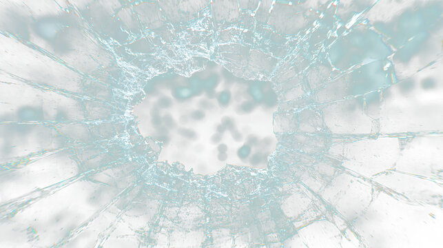 a broken glass with a hole in the middle