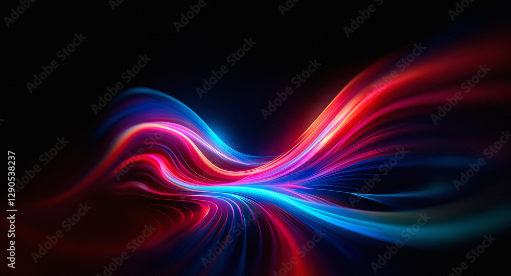 Aufkleber vibrant waves of red and blue light flow across a dark background, creating an abstract and dynamic 