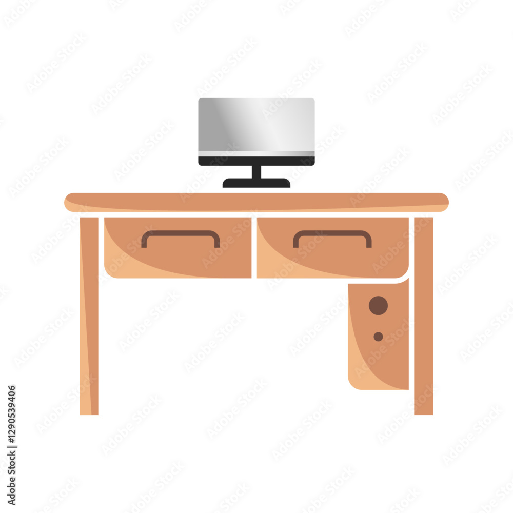 Poster workplace concept. office desk. design for working together. work desk with computer.